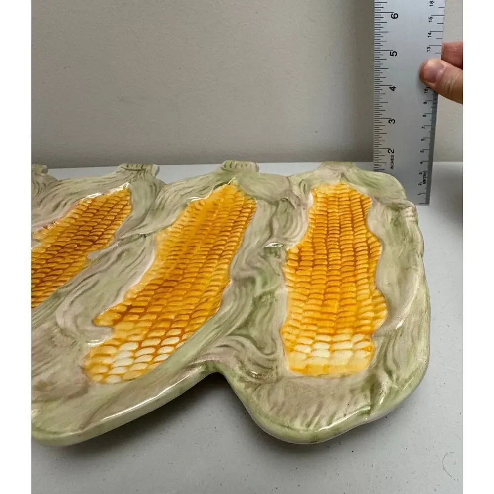 ND Exclusive Corn on the Cob Serving Platter Majolica MCM Farmhouse Summer VNTG